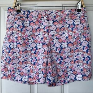Talbots Pink and Blue Bermuda Shorts Vibrant Floral Design